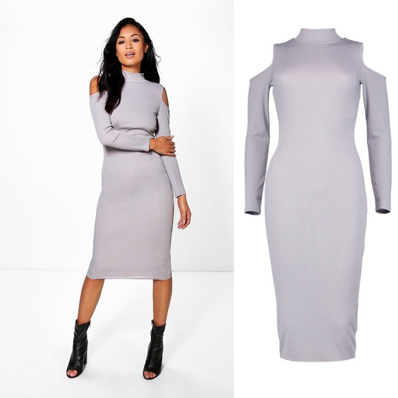 Boohoo Dresses & Skirts - ⚡️ NEW Boohoo Ribbed Cold Shoulder Midi Dress
